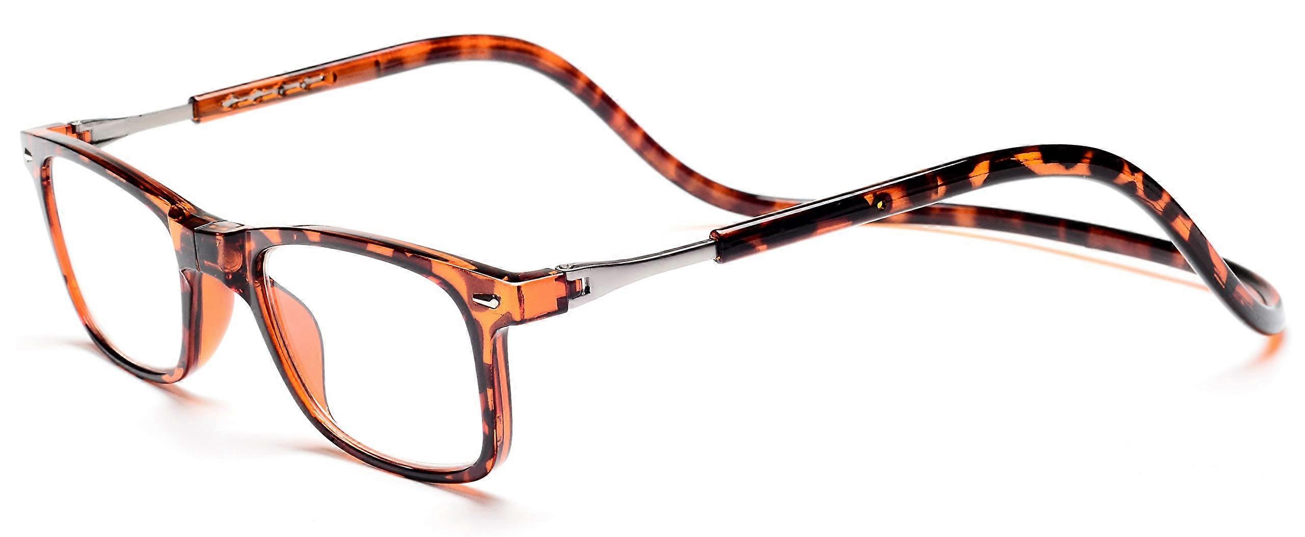 Magnetic Front Connect Reading Glasses 2.75 Strength Adjustable Tortoise Pattern