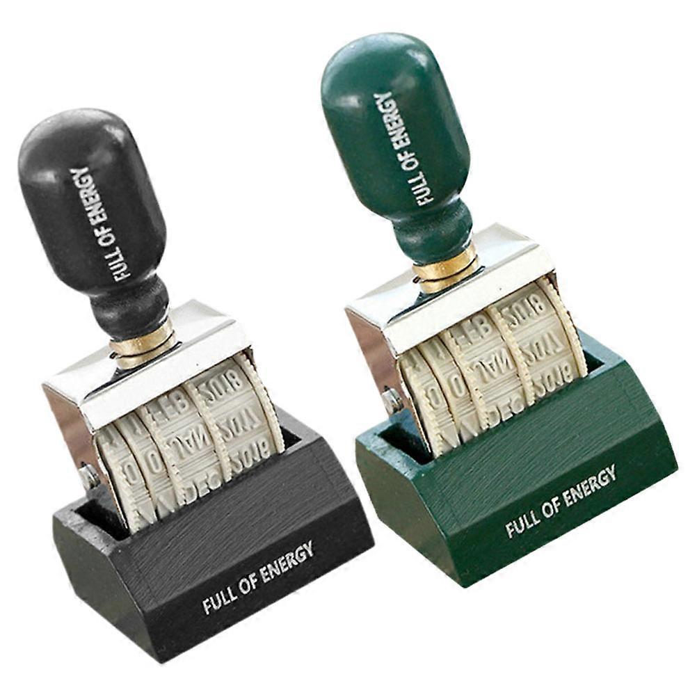 Wood Roller Date Stamp with Adjustable Date Range for Journaling 4Pcs