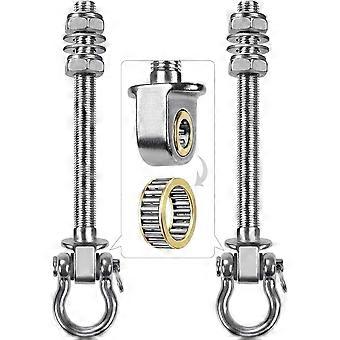 Kit de ferragens para balanço de aço inoxidável com capacidade para 1500 libras (2 unidades), suportes reforçados com rolamentos silenciosos, parafusos M10 x 9" para vigas de madeira/aço, acabamento em porcelanato.