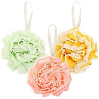 Bath Sponge Shower Loofah for Shower Use 3Pcs Assorted Color Mesh Balls