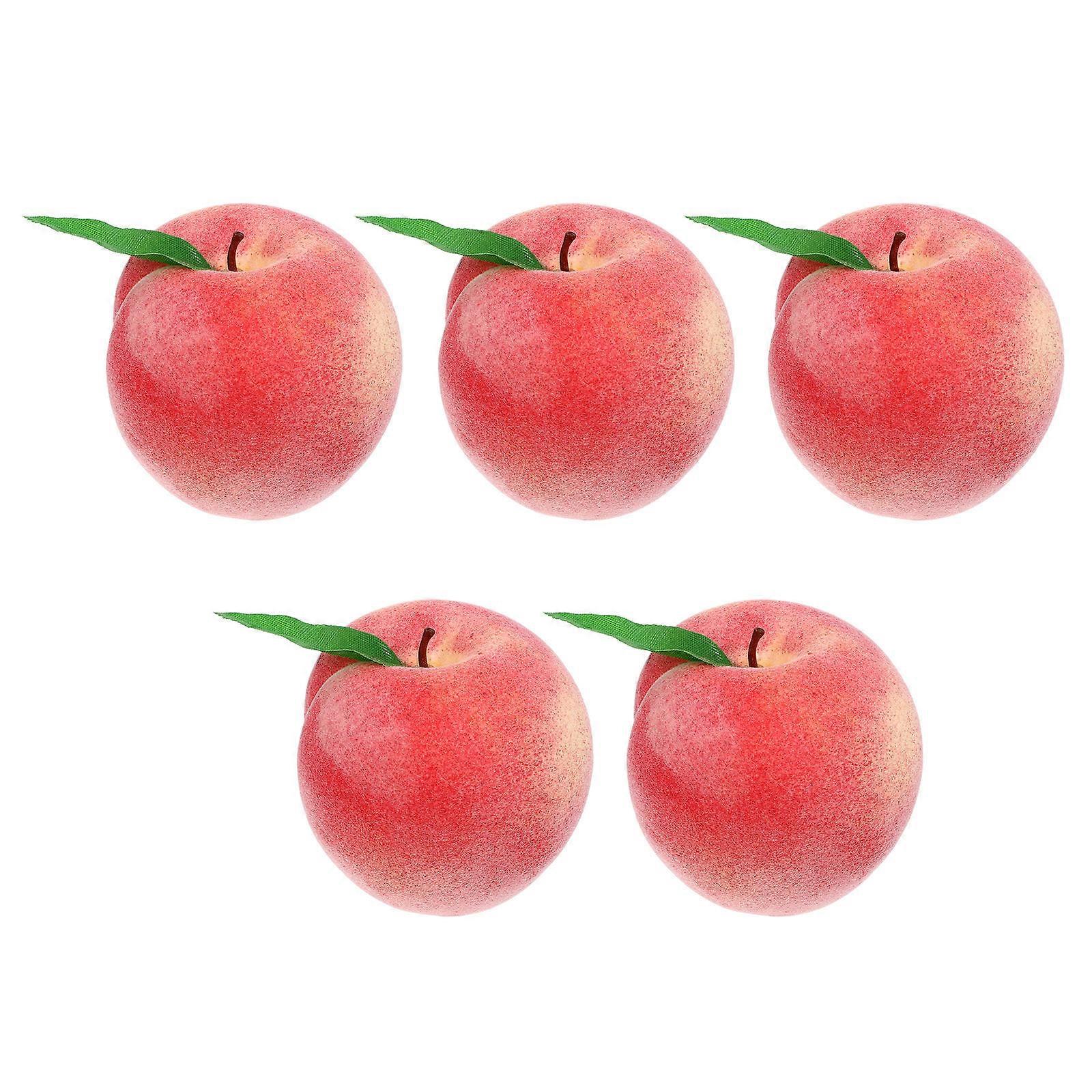 Artificial Peach Decoration Plastic Simulation Fruit Model for Decoration 5Pcs