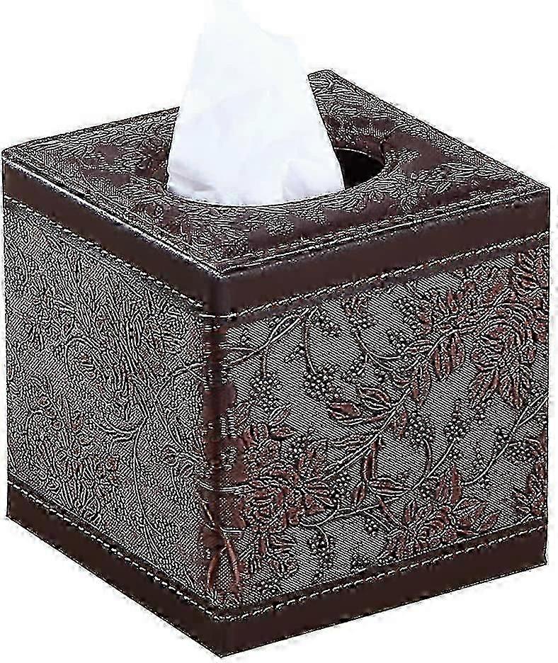 Tissue Box Cover Square, Leather Dryer,retro Brown