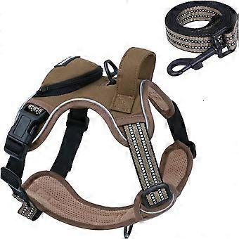 No Pull Dog Harness for Large Dogs. Adjustable No Choke Pet Vest with Dog Leash Fit Smart Reflective Pet Walking Harness for Training Easy Control Sof