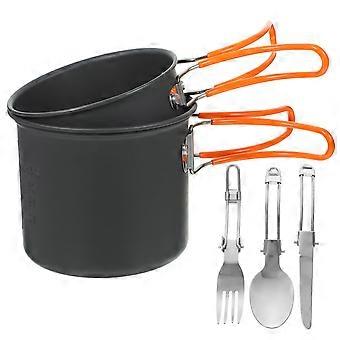 Camping Cookware Set Aluminium Pots and Pans with Long Handle Safety Fast Heat Conduction Lightweight