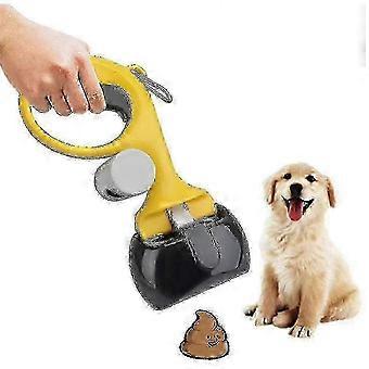 ZY6 Foldable Dog Poop Scoop with Waste Bags for Indoor and Outdoor Use - Durable and Easy to Clean Yellow Pet Waste Cleaner
