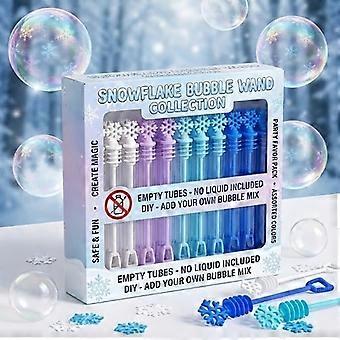 Snowflake Bubble Wands Set of 12, Mess-Free No Liquid DIY Bubble Sticks, Party Favors for Kids Birthday Goodie Bag Fillers Classroom Prizes Outdoor To