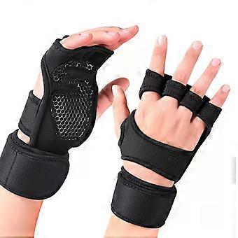 Vektløftingstreningshansker med håndleddsstøtte kompatibel med menn kvinner treningsstudio fitness cross trening styrkeløft håndflatebeskytter hanske