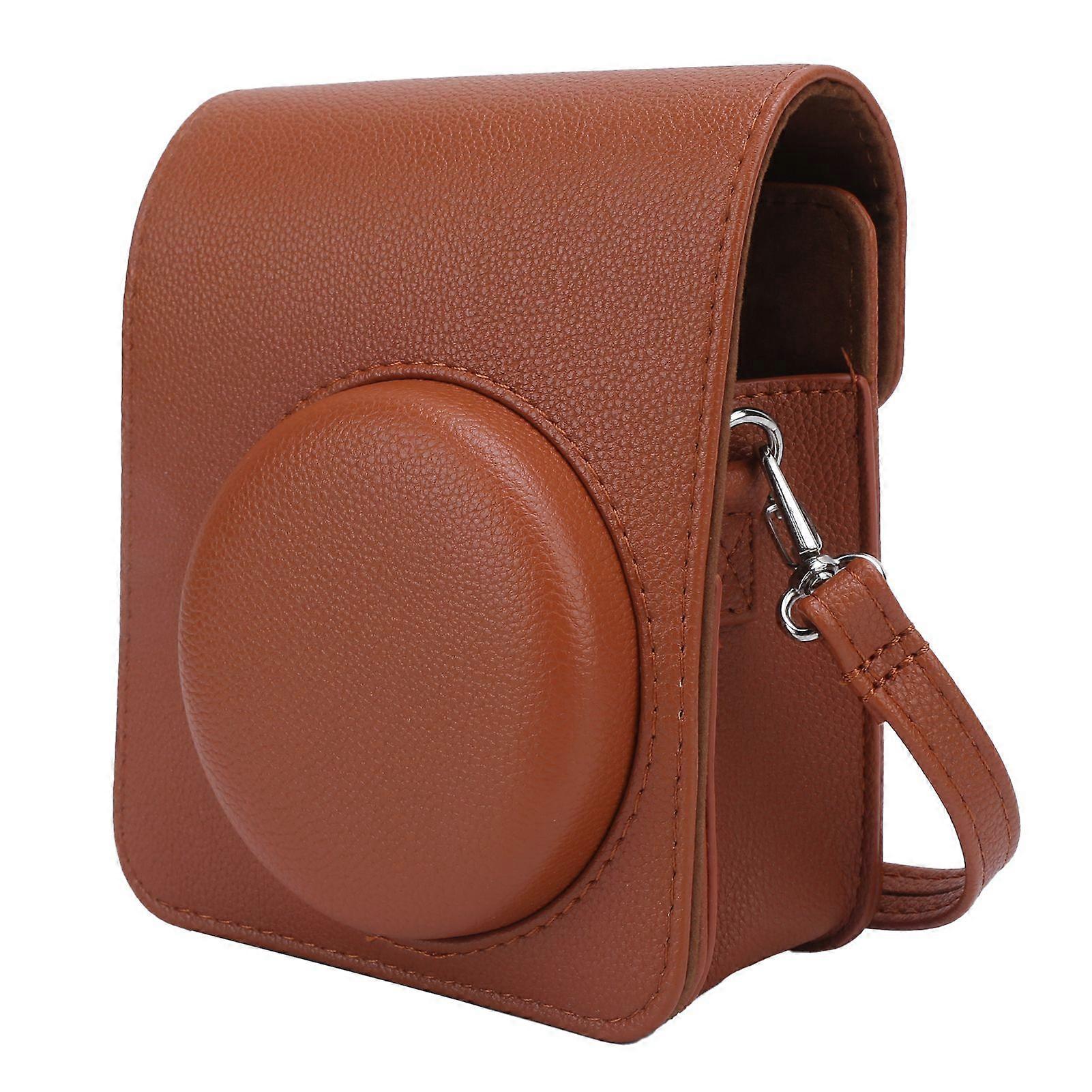 PU Leather Mini Camera Case Bag with Adjustable Shoulder Strap Compatible With Instax Mini 40 CameraBrown