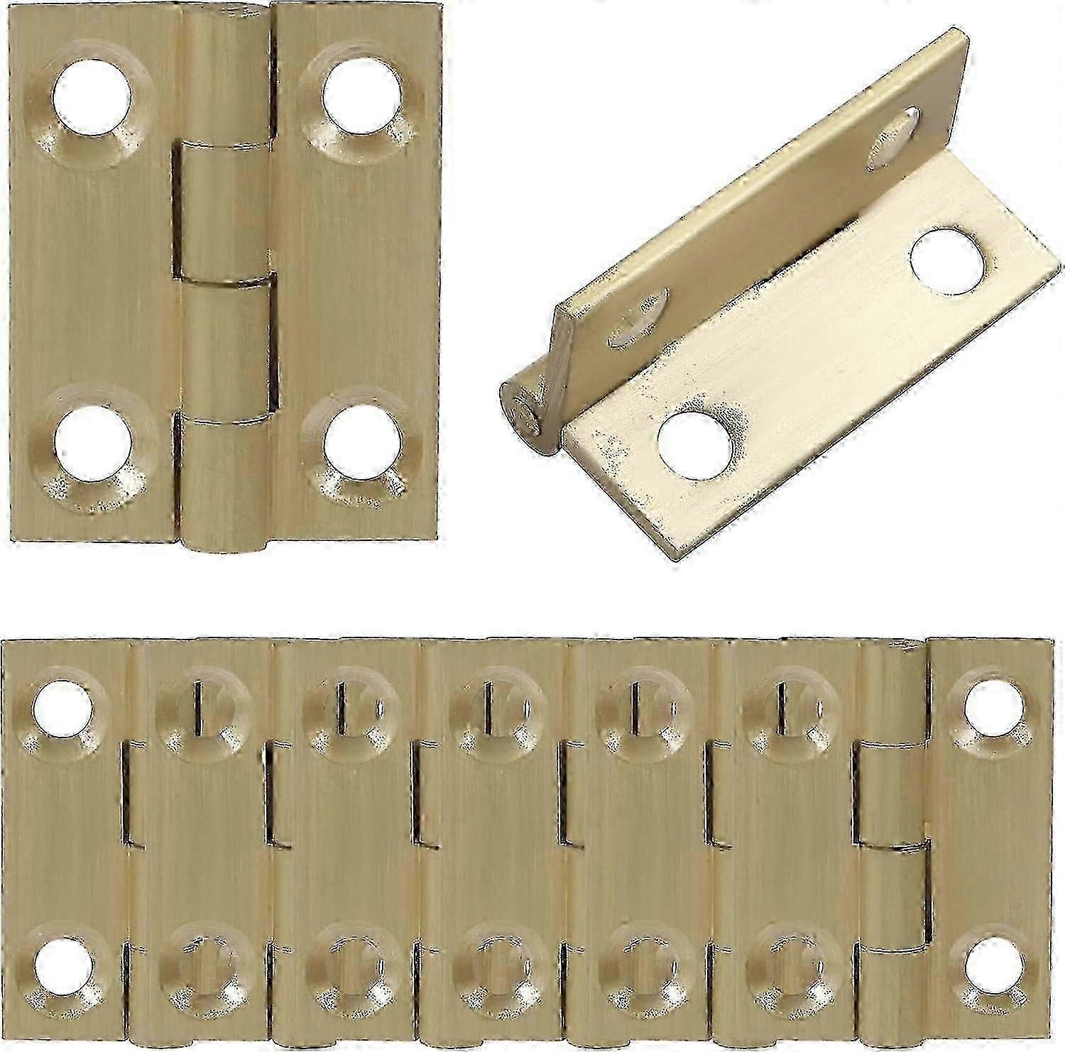 8 Pcs 1 Inch Mini Solid Brass Hinges Compatible with Cabinet Drawer Wood Box