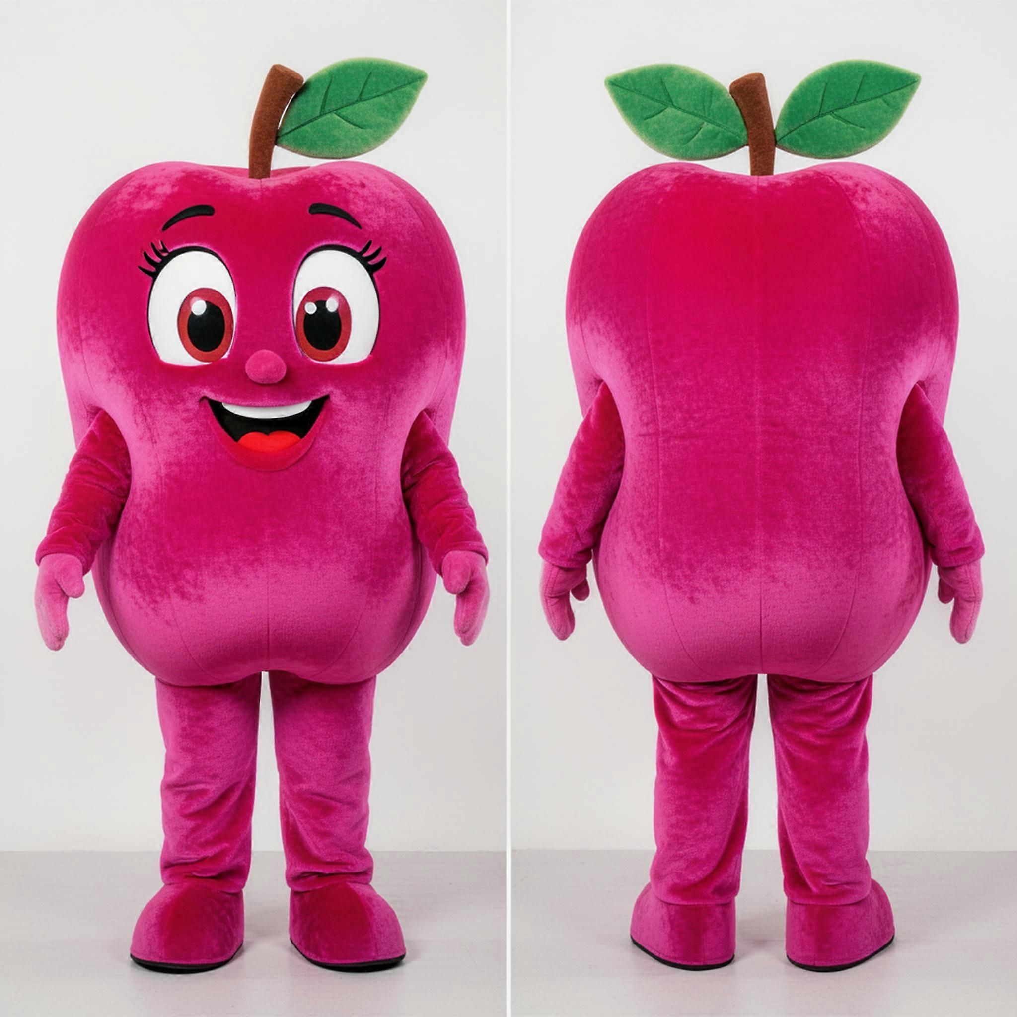 MASTICOT Magenta Plush Rounded Apple Mascot
