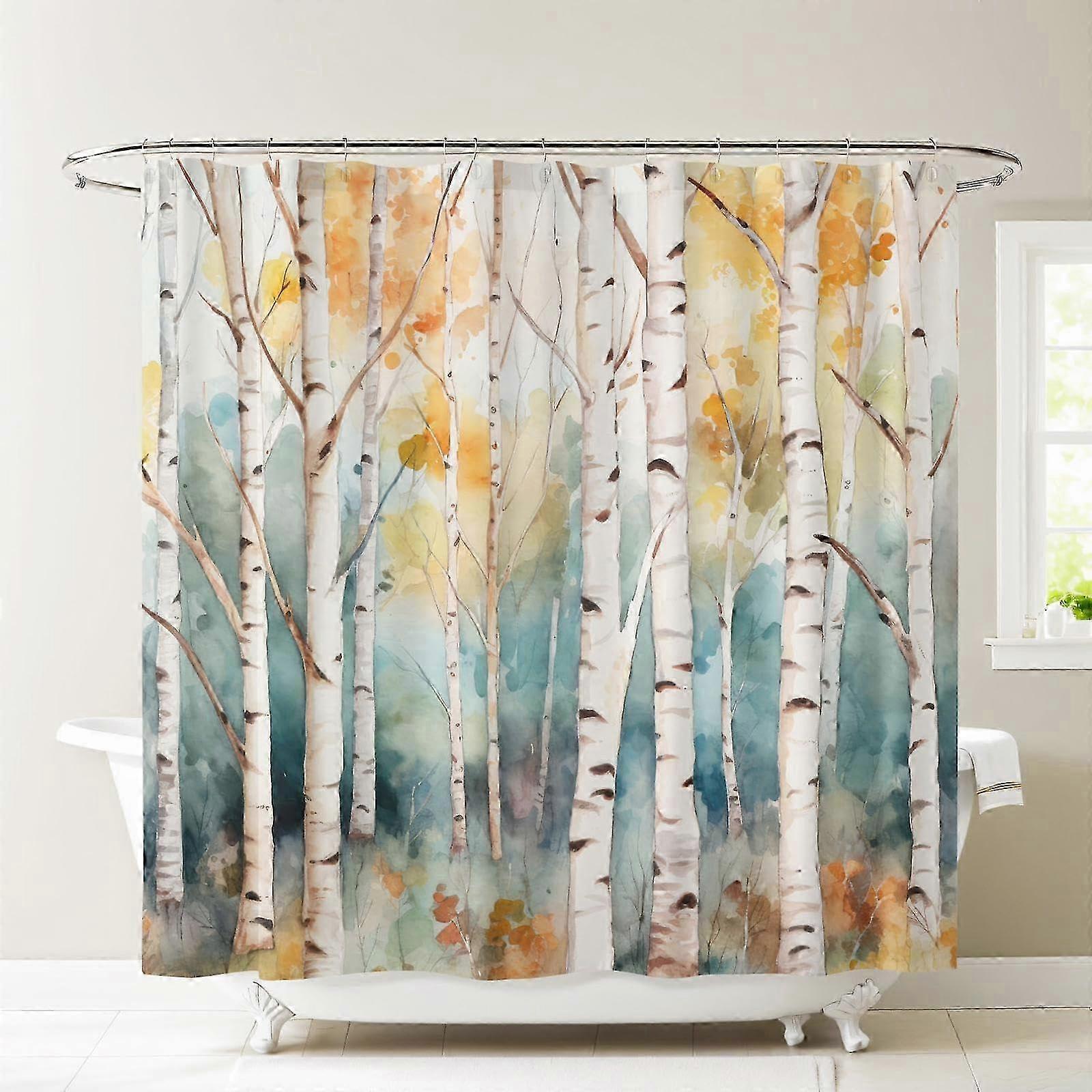 Waterproof Rustic Birch Shower Curtain