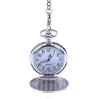 Mechanical Movement Mens Pocket Watch Silver with Chain for Men and Women