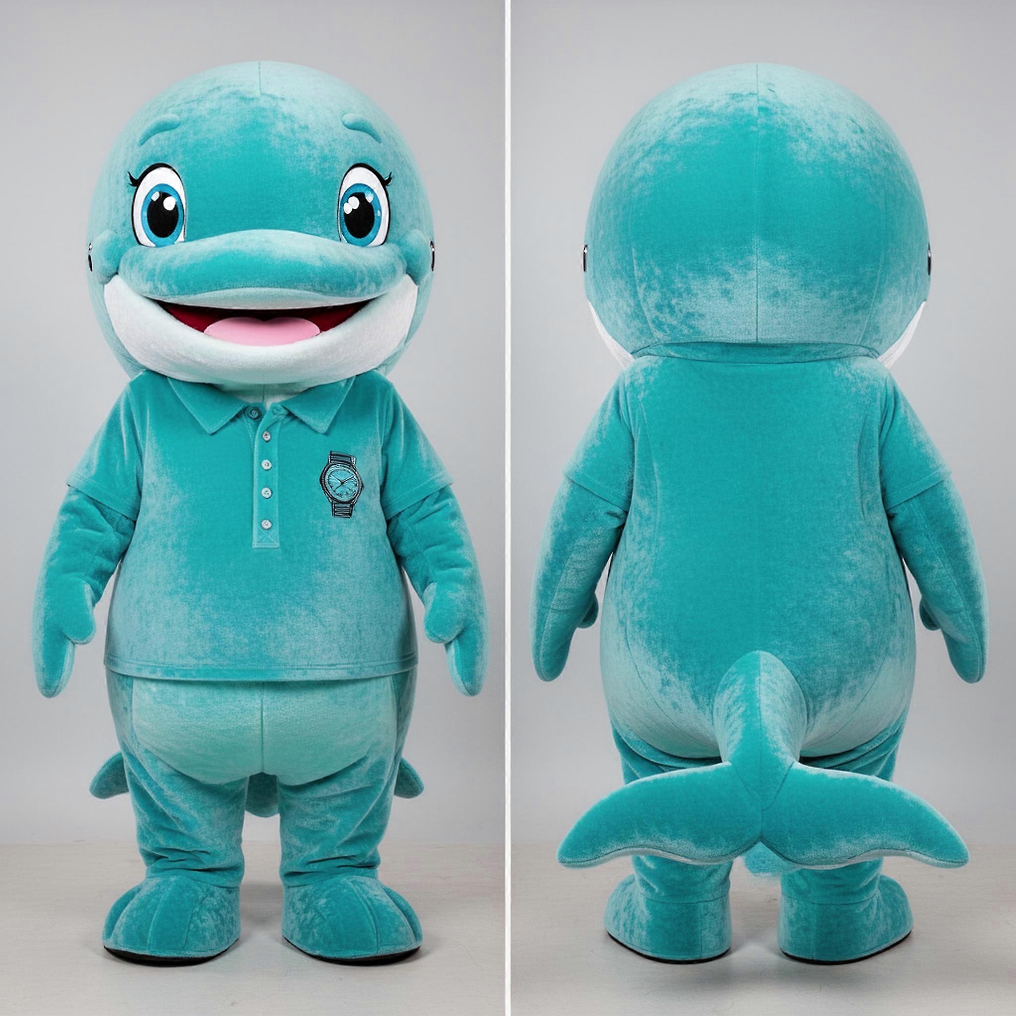 MASTICOT Turquoise Cartoon Whale Mascot