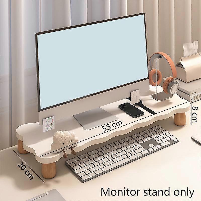 Wooden Desktop Computer Heightening Rack Comfortable Viewing Height Elevated Laptop Stand Space Saving