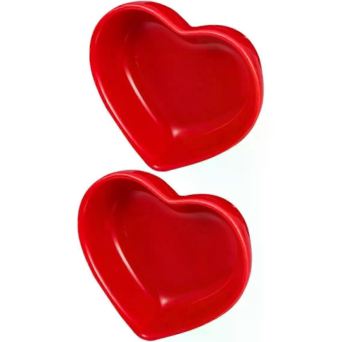 Shaped Ceramic Dipping Bowls 2pcs Stackable Red Condiment