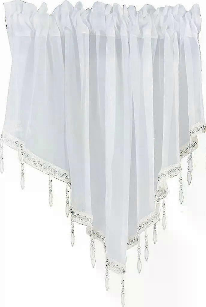 Solid Color Triangle Shape Kitchen Short Curtain Window Valance Drape Home Decor White