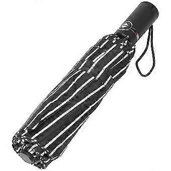 Windproof Travel Umbrella-Small Compact, Strong Steel Shaft, for RainBlack White Stripes SZRH A-F