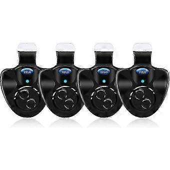 4pcs Negro Electrónico Luz Led Pesca Sonido Sonido Alarma Clip De Campana En Caña De Pescar - JA
