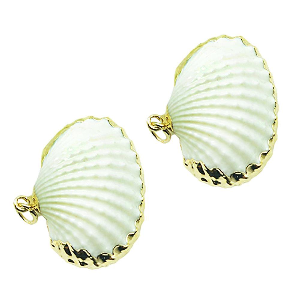 Natural Gold-plated Earring Pendants 2Pcs/Pack Shell