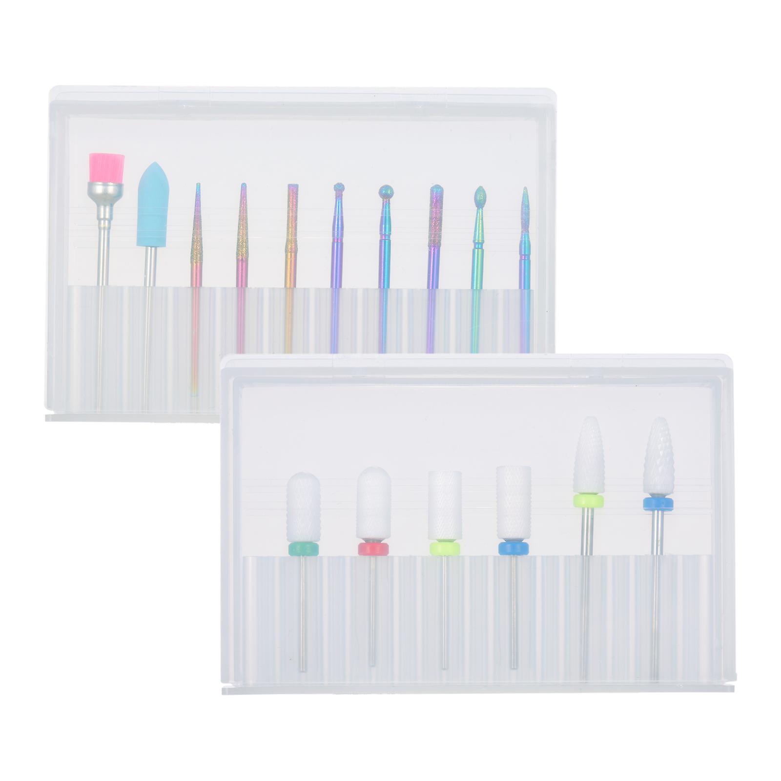 16pcs Nail Drill Bits Set 3/32'' Ceramic Tungsten Steel Nail Drill Bits