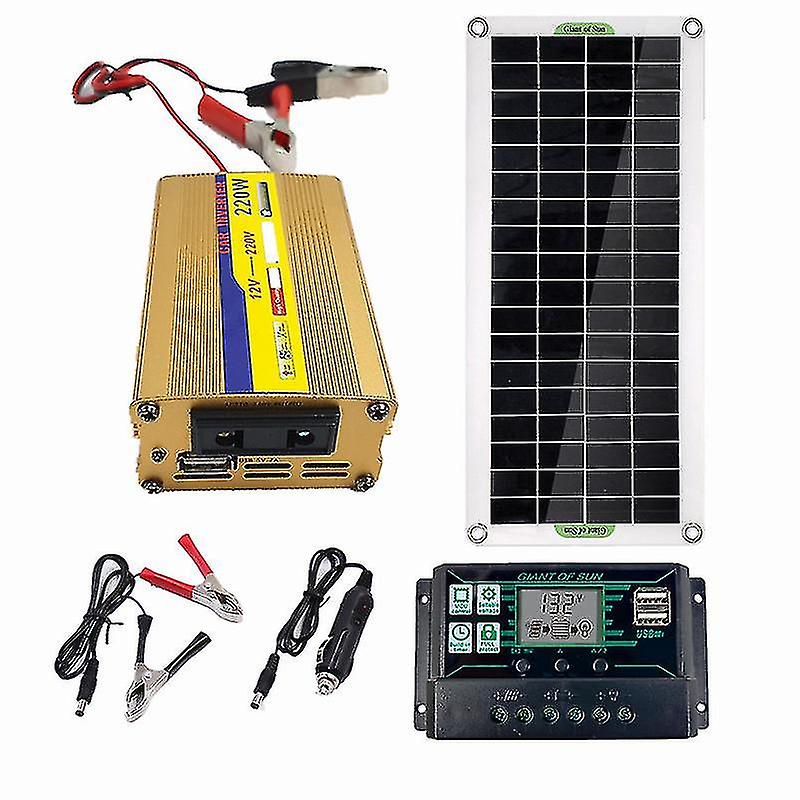 220W Solar Inverter mit Panel Kit 10-100A 12V Batterieladegerät Controller Caravan Boot