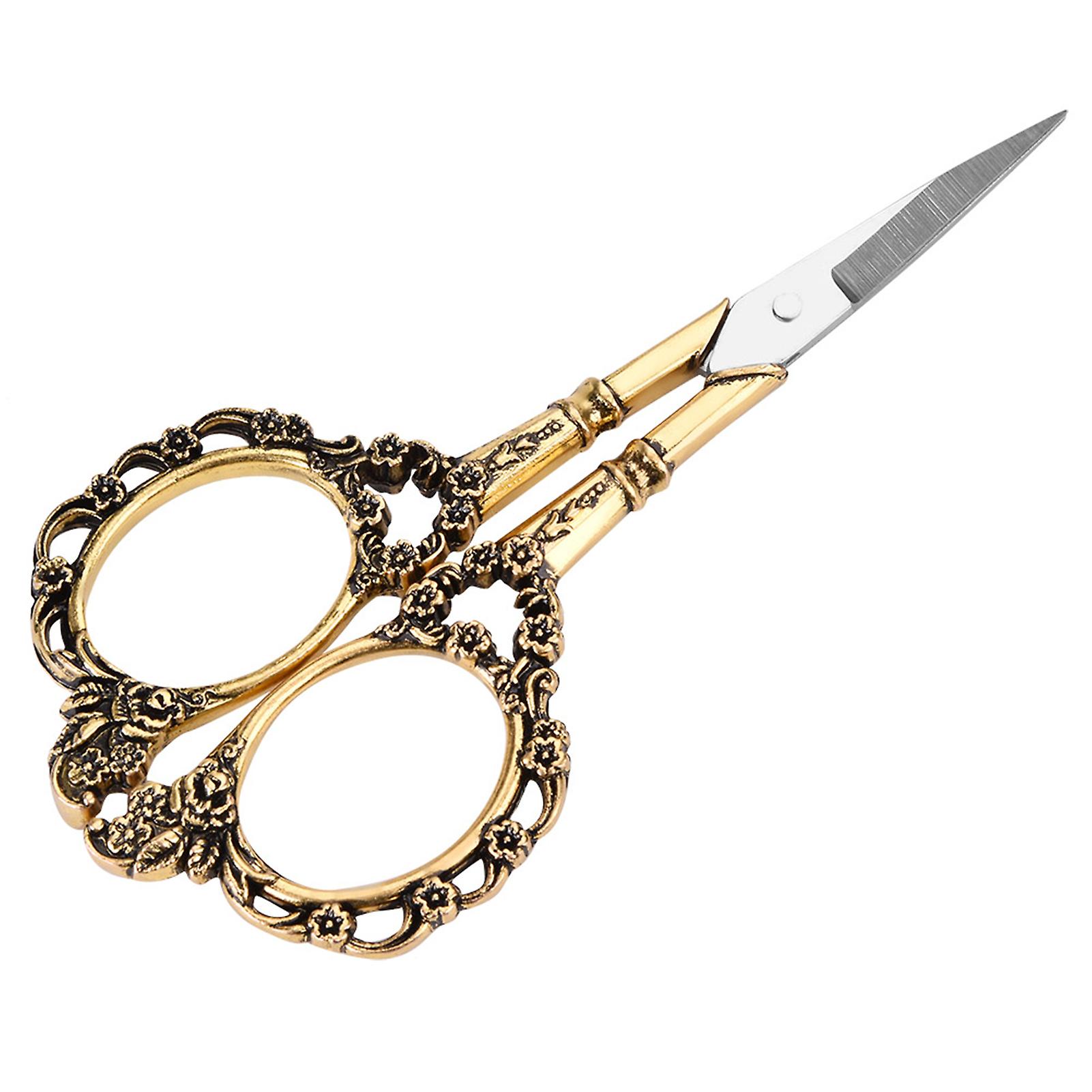 1pc Vintage Flower Pattern Needlework Embroidery Stainless Steel Scissors