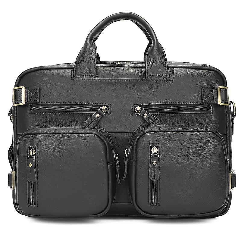 Formal Brand Desinger Black Leather Briefcase Shoulder Bag For