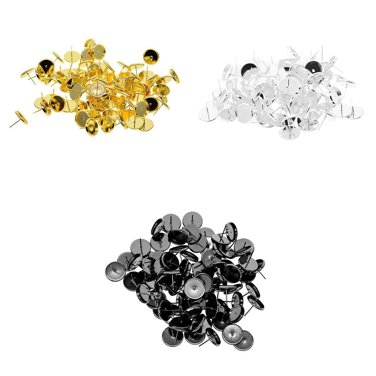 300pcs Stud Earring Blanks Cabochon Blank Bezel Setting Base 12mm