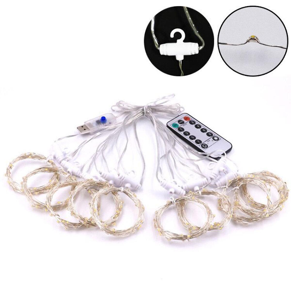 3X3m 300 Led Usb Waterproof Window Curtain String Lights With Remote, 8 Modes - Fairy Lights For Home Christmas Decor
