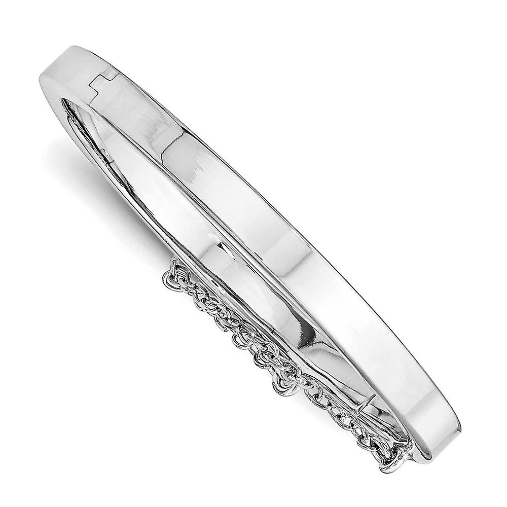 4mm 925スターリングシルバーポリッシュフラットエッジ安全クラスプママポールウィズセーフティヒンジバングルブレスレットカフブラ