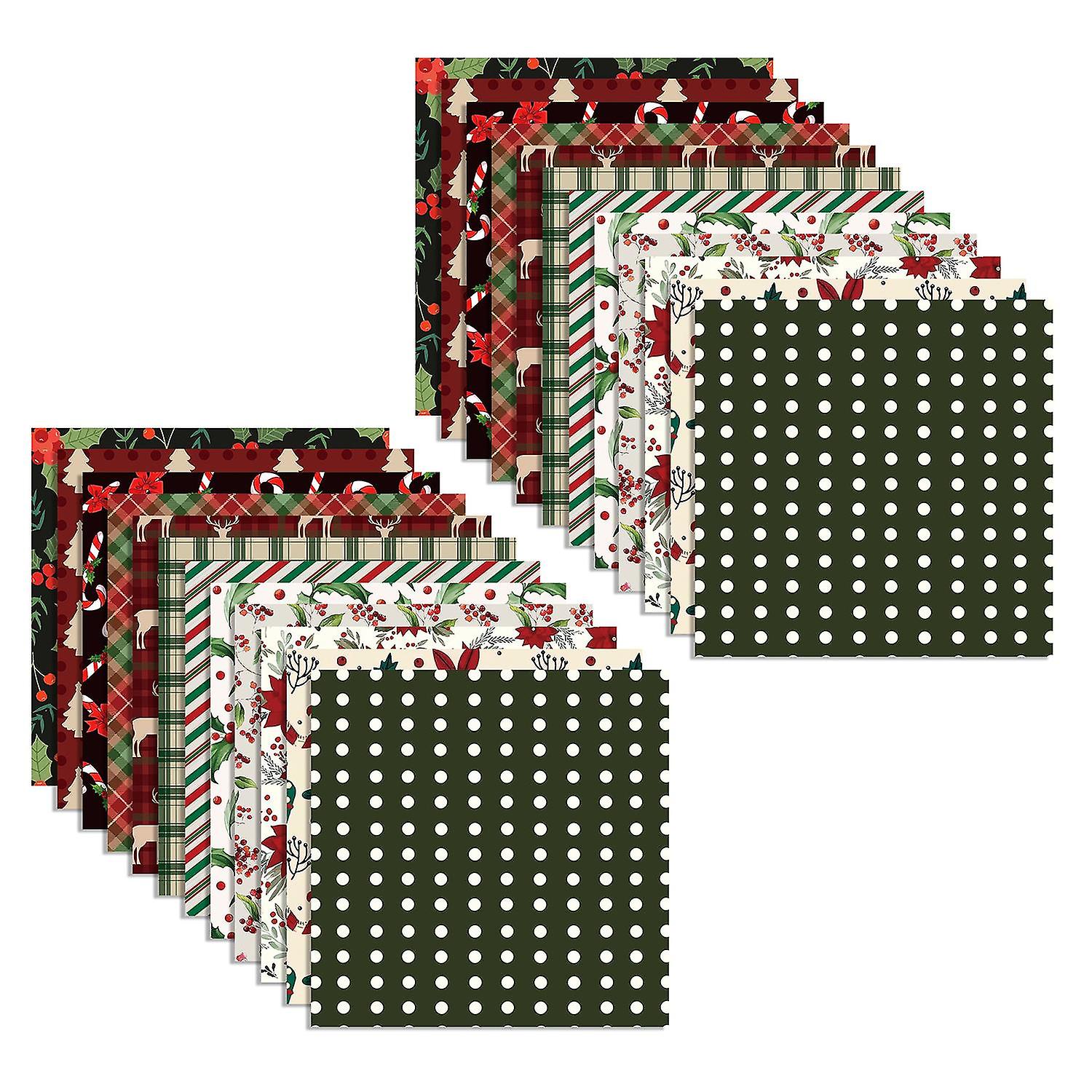 24Pcs / Set Double-Face Joyeux Noël Scrapbook Paper Fleur de Noël Arbre de Noël Elk Patterned Pape
