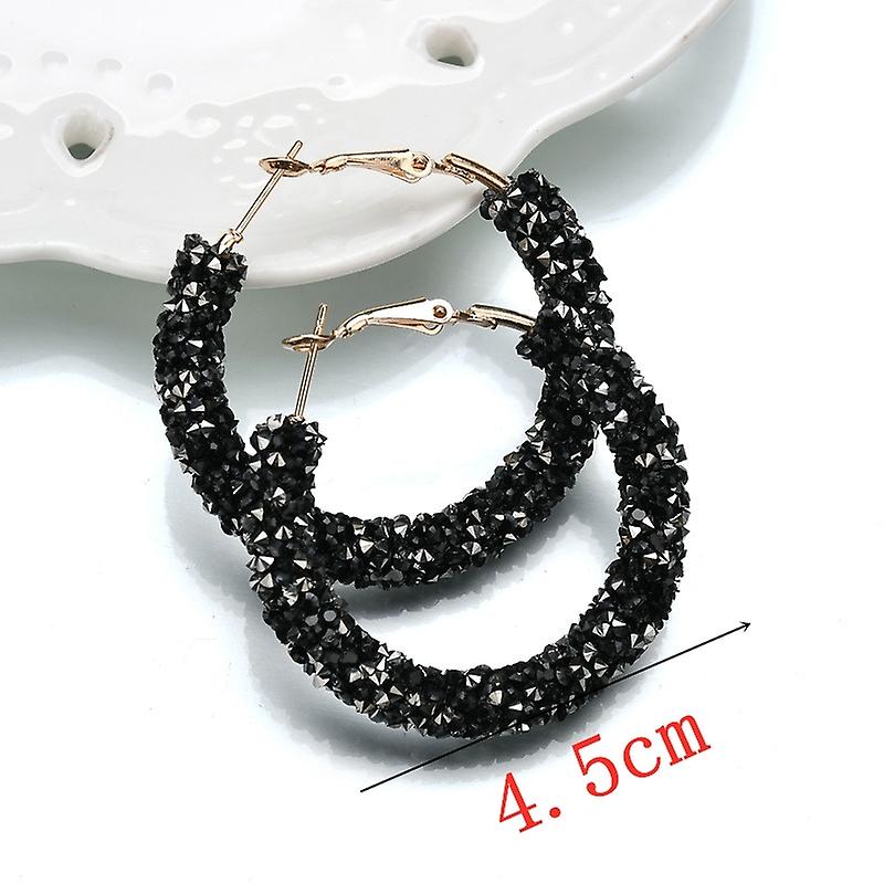 Women earring girl stud ear Drop Cool Black Flower Drop Geometry Round Heart Leaf Butterfly Crystal