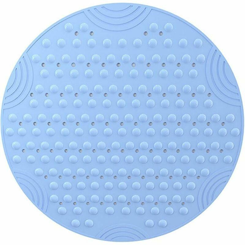 Anti-Bacterial Anti-Mildew Anti-Slip Massage Rubber Round Shower Mat (Round Head Blue)