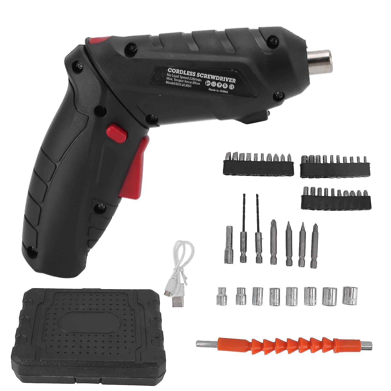 Electric Screwdriver Set Mini Cordless Rechargeable USB Black Multifunction Battery Power Small Screwdriver