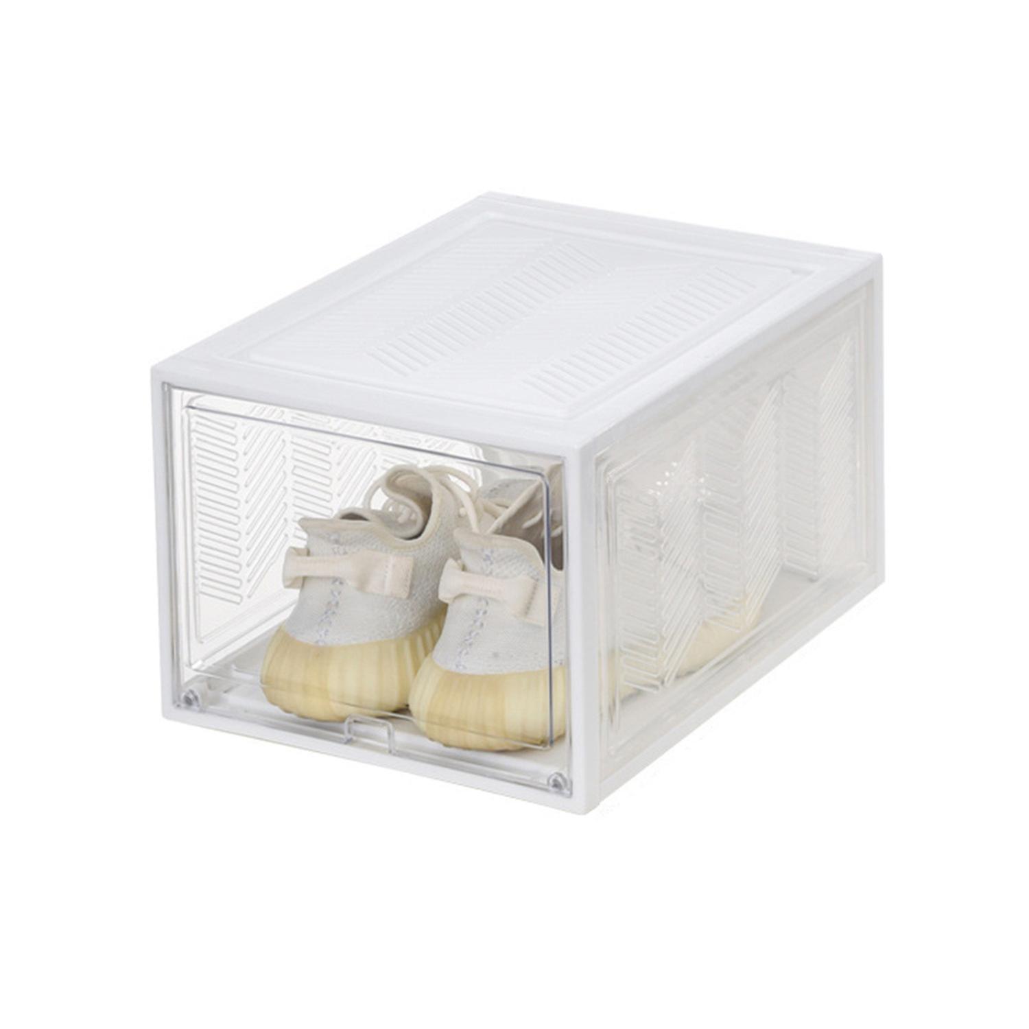 Shoe Organizer Dust-proof Stackable Flip Pull-out Type Shoe Display Storage Case for Entryway