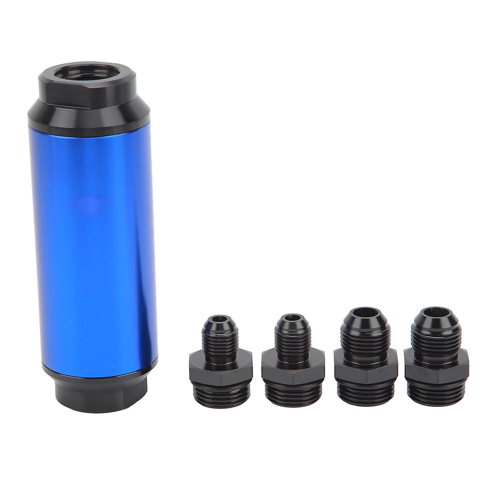 44mm Inline Fuel Filter With AN6 AN8 Adapter Fitting Universal Oil Fuel Filter for Car Modification Blue