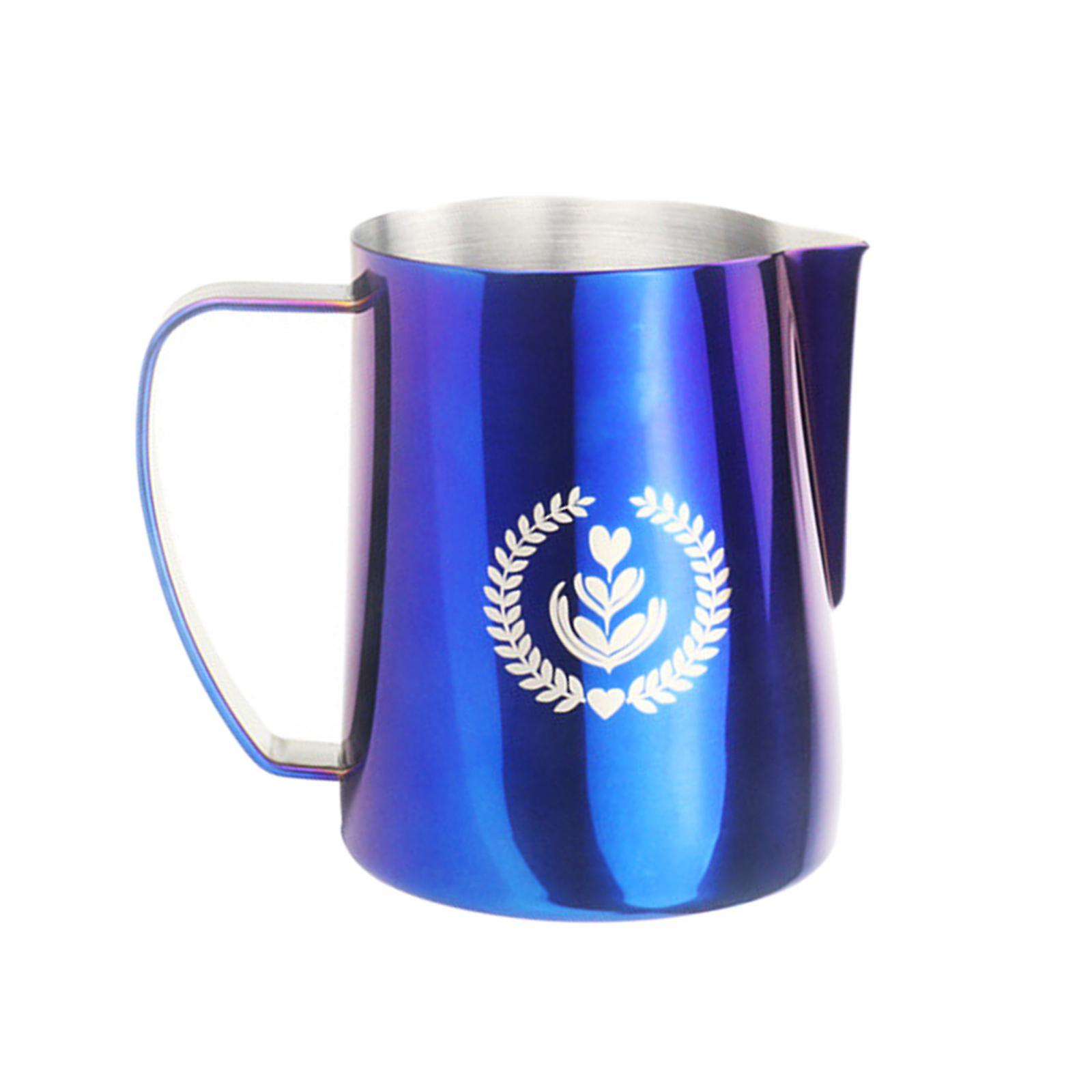 Espresso Steaming Pitcher 12 oz Coffee Milk Frothing Cup blue