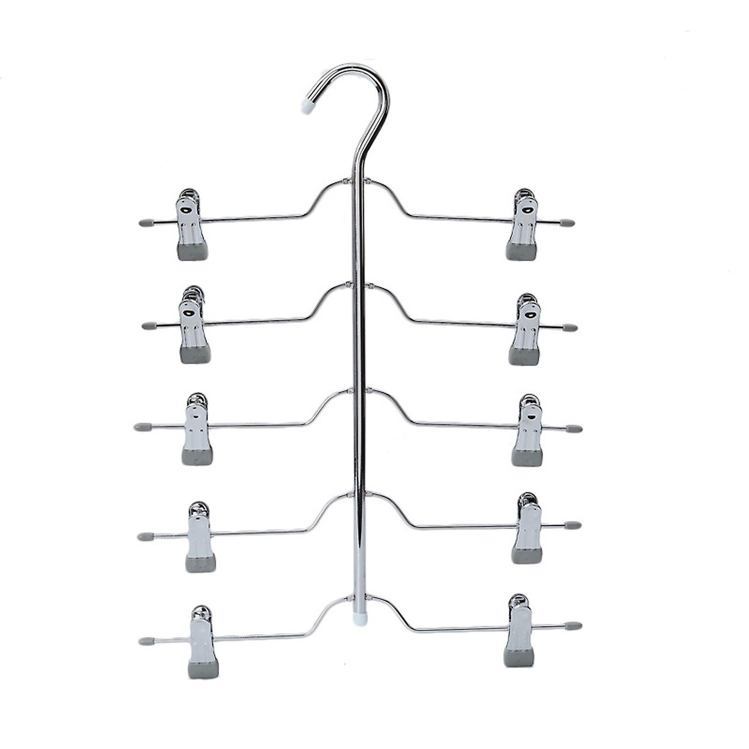 Pants Rack Adjustable Space-Saving 5 Layer Skirt Hanger Trouser Clamp Holder Household Supplies