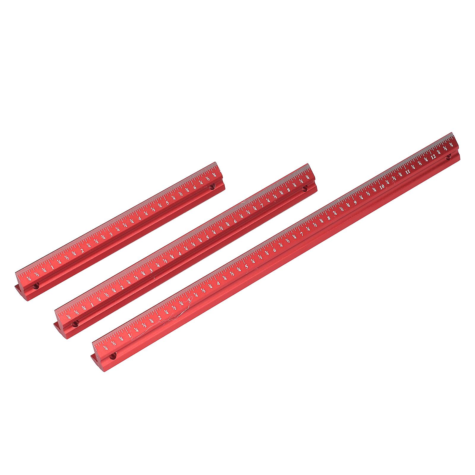 3Pcs Woodworking Ruler Aluminium Alloy Accuracy Pocket Scribing Square Ruler Carpenter Scribing Measuring Tool