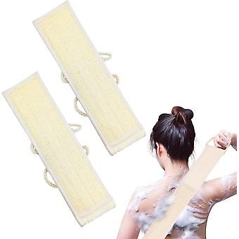 2-pack Dubbelsidig Bad Body Back Scrubber Naturlig Loofah Sponge Back Exfoliating Scrubber Set Män Kvinnor