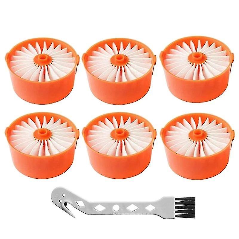 6 Pack Filter Elements With Cleaning Brush For Black+decker Bsv2020g Hy