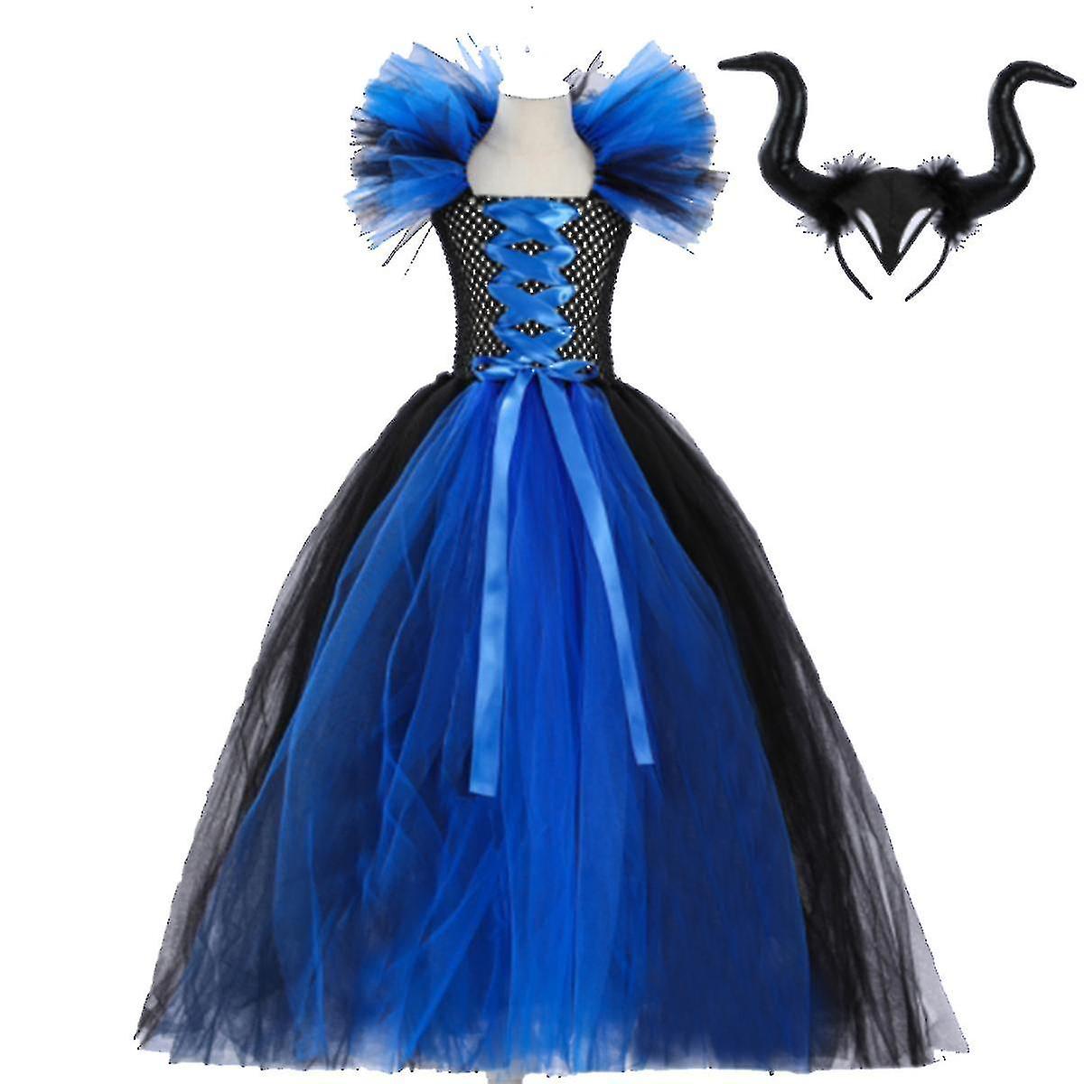 Girl Princess Fancy Evil Queen Dress Up Handmade Knitted Tulle Dress