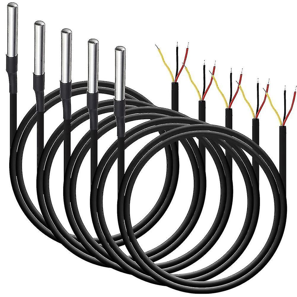 5pcs Waterproof DS18B20 Temperature Sensor, Digital Thermal Cable Temperature Sensor