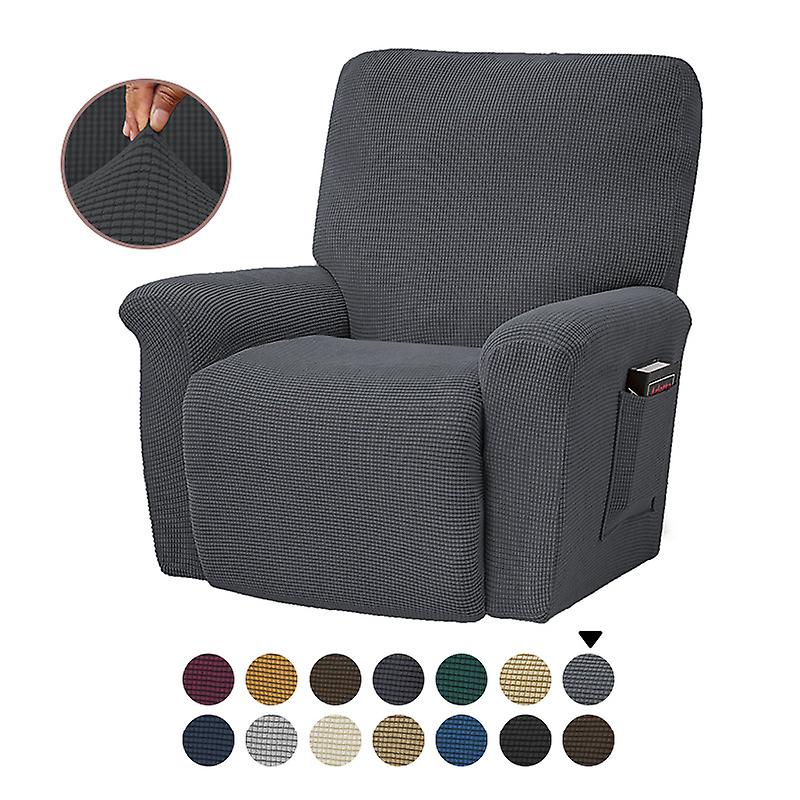 Fodera per divano sedia elasticizzata con fondo elastico, tessuto jacquard spandex a quadri piccoli, grigio