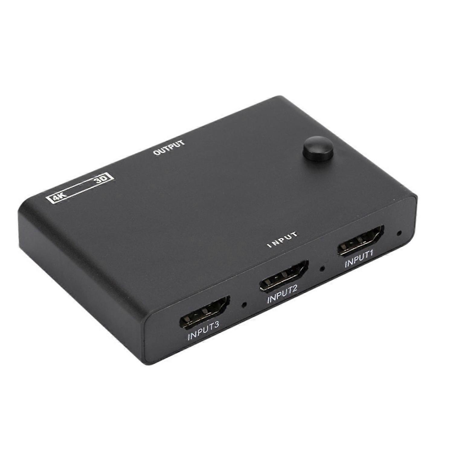 Video Switcher High Resolution Stable Output 4K x 2K 3 to 1 HDMI-compatible Video Splitter Adapter f