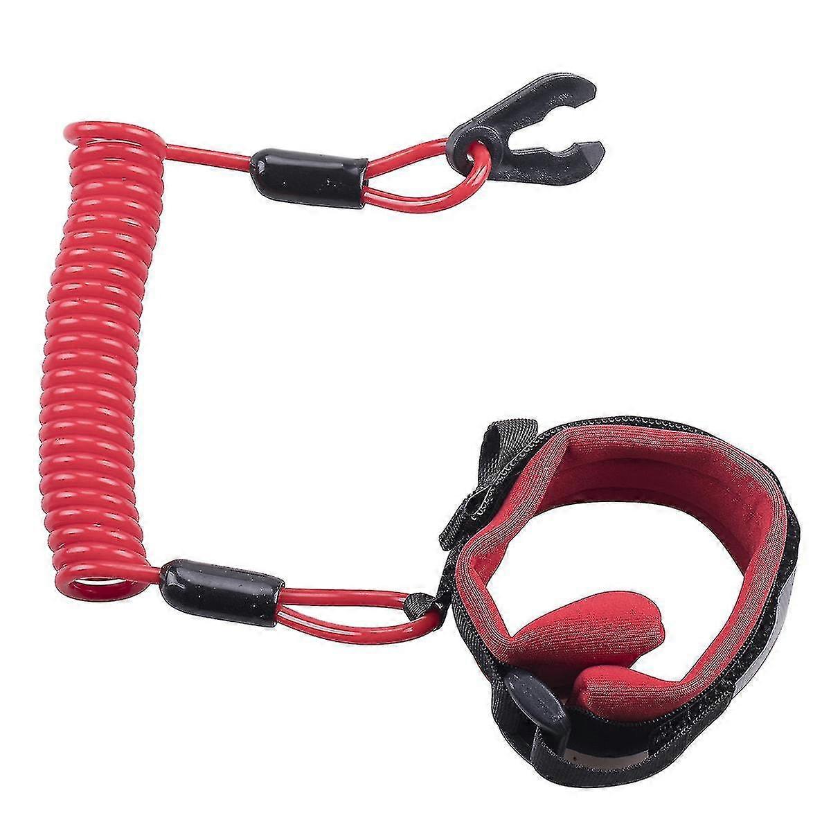 Boat Safety Kill Stop Switch Connector Lanyard Cord Wrist Strap Compatible for Mercruiser Marine for Yamaha (1pcs, Red and Black)