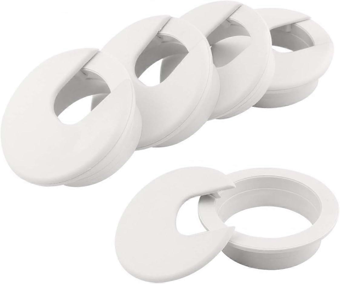 Κάλυμμα οπών καλωδίων 50mm Cable Organizer για PC Desktop Computer Πλαστικό δαχτυλίδι κλειδαριάς για πάγκους γραφείου και σπιτιούΛευκό, 5 τεμάχια