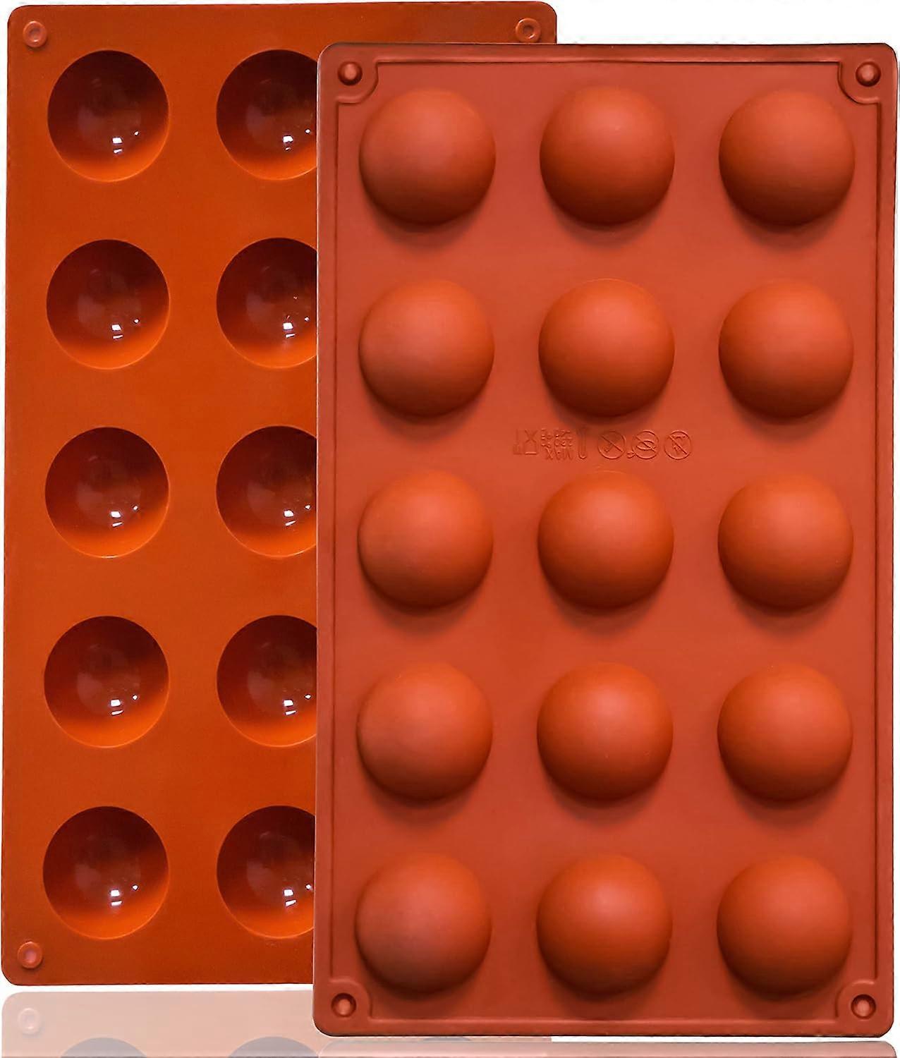 Small 15-Cavity Semi Sphere Silicone Molds Non-Stick,2 Packs Half Sphere Silicone Baking Molds for Making Chocolates and Cake