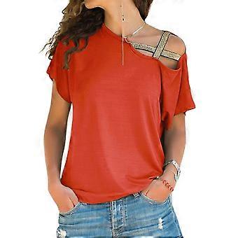 Womens Cross Cold Shoulder T-shirt Summer Casual Short Sleeve