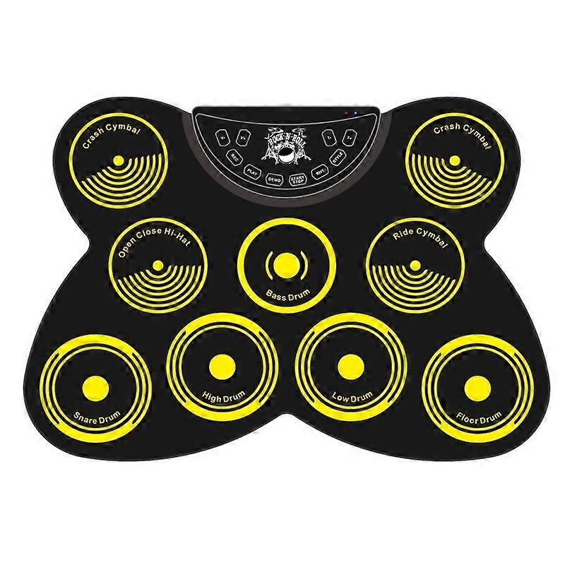 Hand-rolled drum kit children's drum electric drum pad toy set percussion drum music drum yellow (sp
